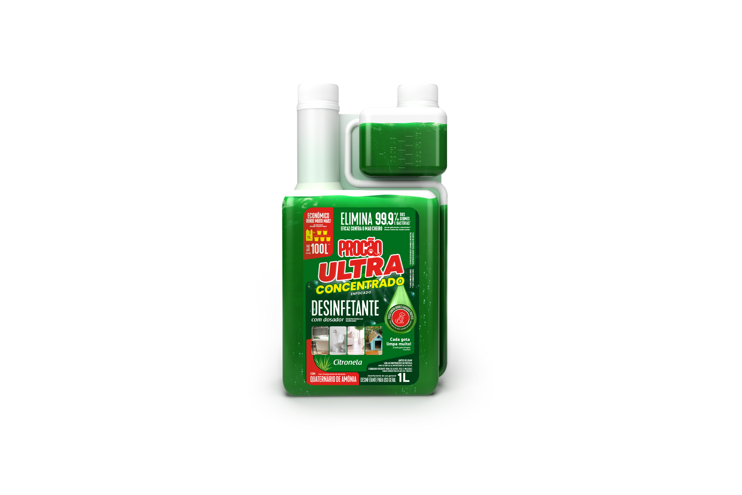 DESINFETANTE CONCENTRADO PROCÃO ULTRA - CITRONELA - 1 L 