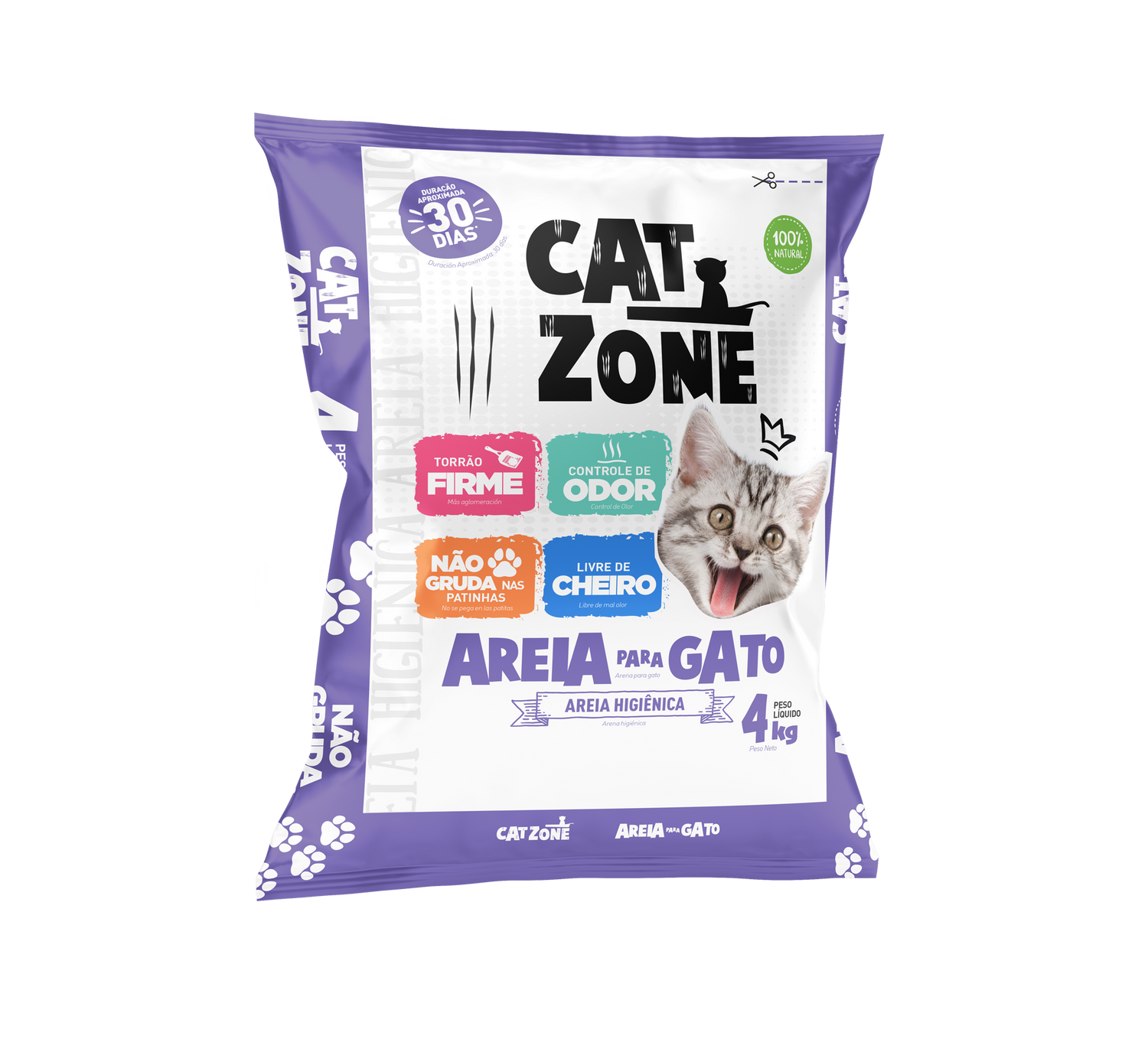AREIA HIGIÊNICA PARA GATO CATZONE - 4 KG